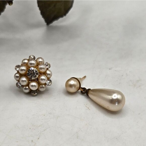 "5/$25" Mismatched Vintage Faux Pearl Post Earrings - Picture 9 of 9